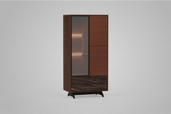 Vitrine-kast 3-deurs - Eiken meubels